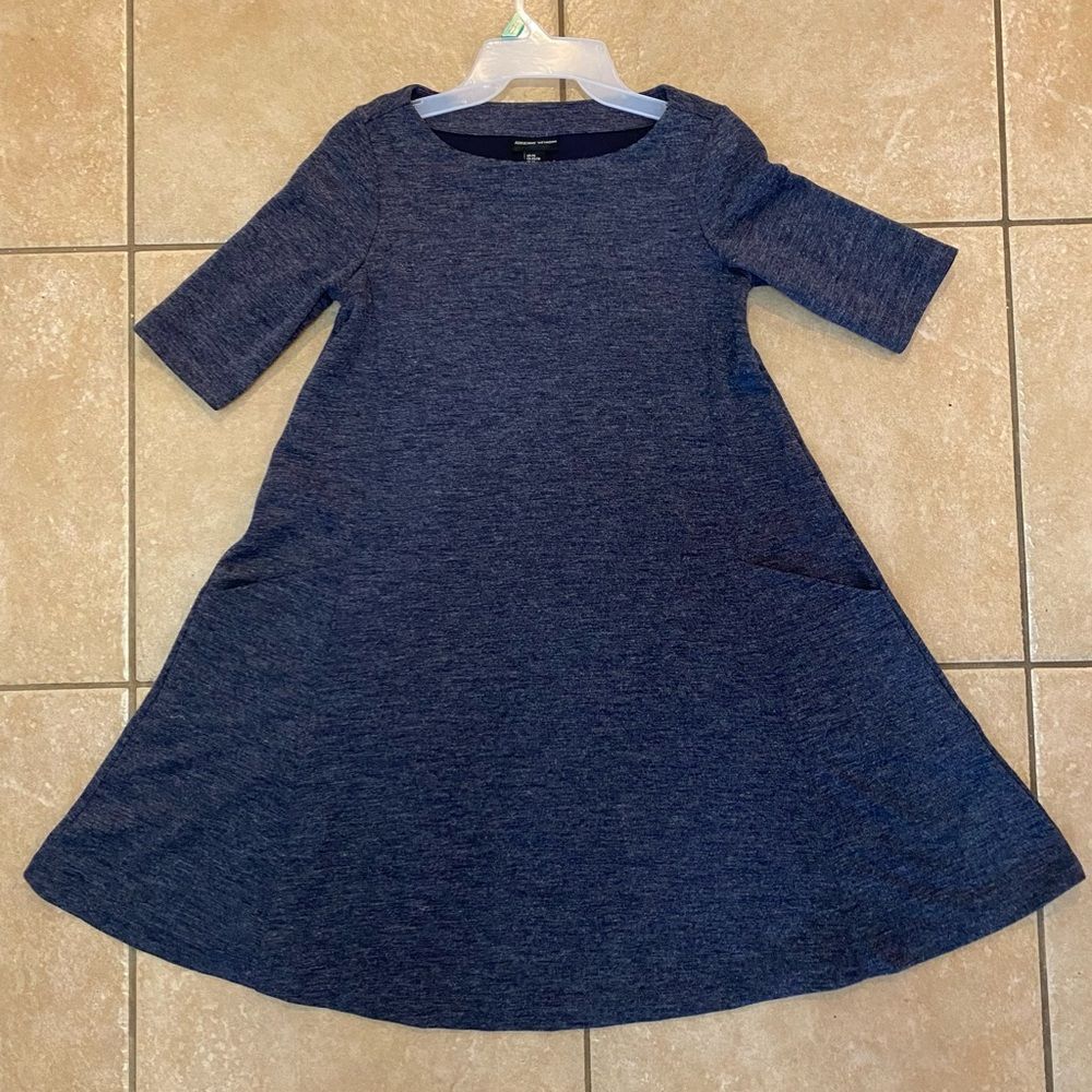 Adrienne Vittadini Heathered Heathered Navy A-line Dress - XS